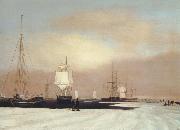 John Samuel Blunt Boston Harbor oil painting on canvas
